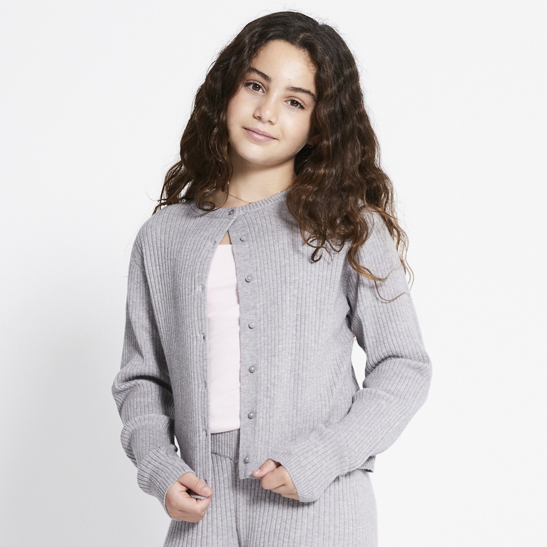 Rib-knit cardigan "Jannike star" Grey Melange